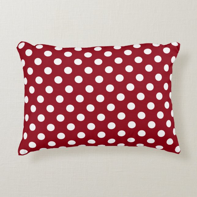 Almofada Decorativa Bolinhas brancas no vermelho Crimson (Frente)
