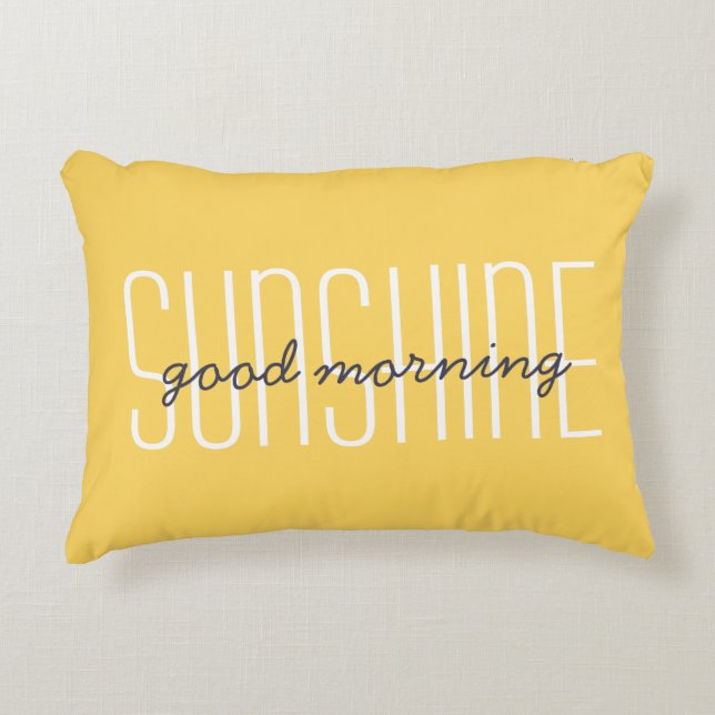 Almofada Decorativa Bom dia Sunshine Quote Amarelo Decorativo (Frente)