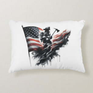 Almofada Decorativa Bombeiro americano. Bandeira dos Estados Unidos.