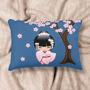 Almofada Decorativa Boneca White Kimono Kokeshi - Garota Gisha Bonita