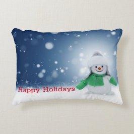 Almofada Decorativa Boneco de neve com um cachecol verde