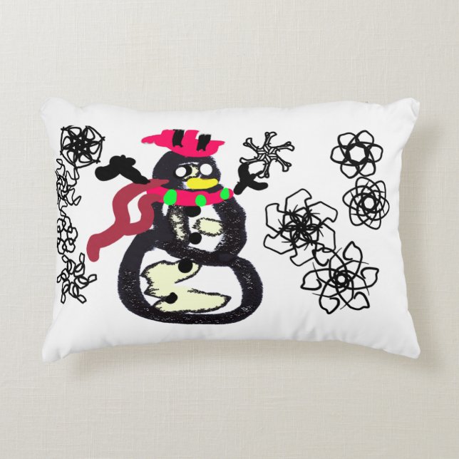 Almofada Decorativa Boneco de neve de inverno  (Frente)
