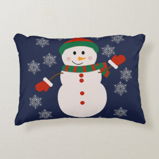 Almofada Decorativa Boneco de Neve Fofo com Flocos de Neve Prateados D