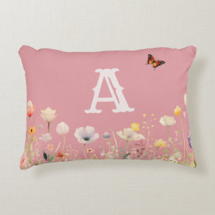 Almofada Decorativa Bonito Cores Aquarelas Flores e Monograma