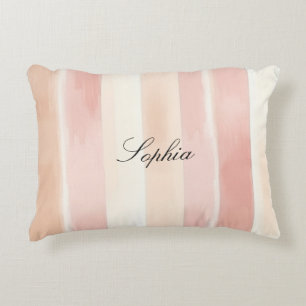 Almofada Decorativa Bonito faixas de creme cor-de-rosa-pêssego