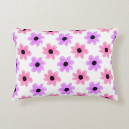 Almofada Decorativa Bonito flores giras cor-de-rosa e roxas