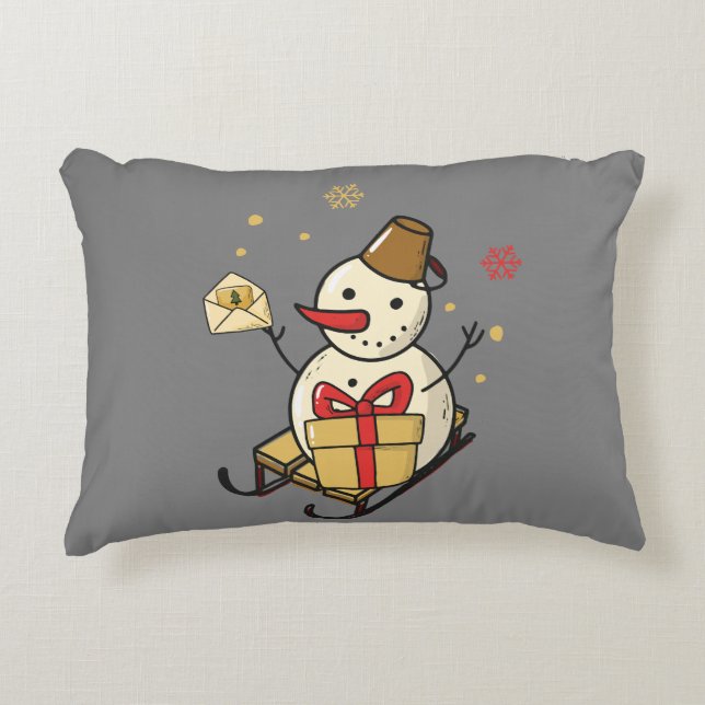 Almofada Decorativa Bonito Neve Em Um Sled (Frente)