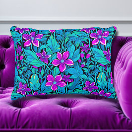 Almofada Decorativa Bonito Roxo e Azul Teal Floral