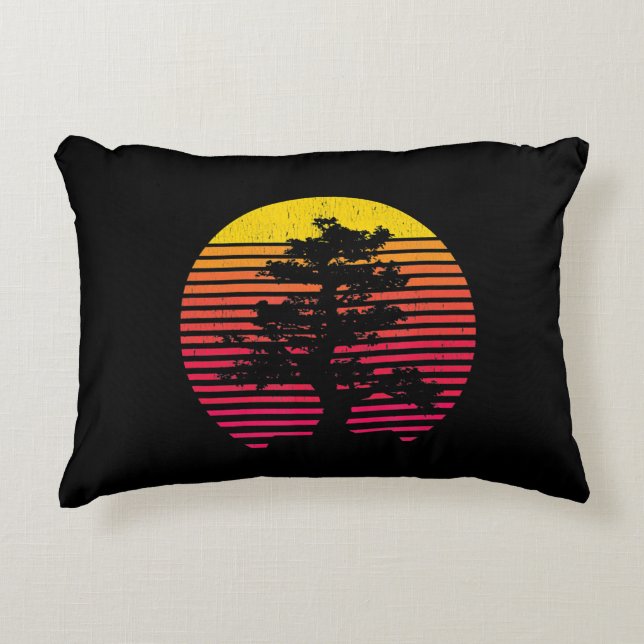 Almofada Decorativa Bonsai Tree Japonês Zen Buddhist Tree Sunset (Frente)