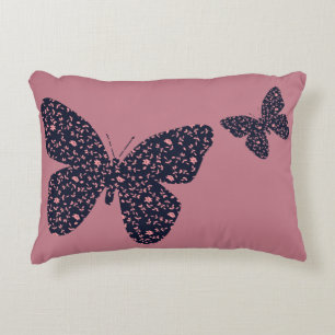 Almofada Decorativa Borboleta Floral Rosa e Violeta