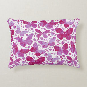 Almofada Decorativa Borboletas Aquarela Magenta Rosa