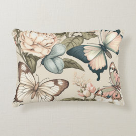 Almofada Decorativa Borboletas e flores pastadas