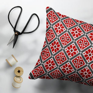 Almofada Decorativa Bordado Étnico Eslavo, Tradicional Balcânico