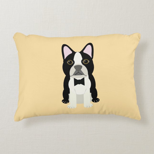 Almofada Decorativa Boston Terrier beige (Frente)