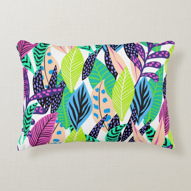 Almofada Decorativa Botânica Tropical Moderna Colorida (Frente)