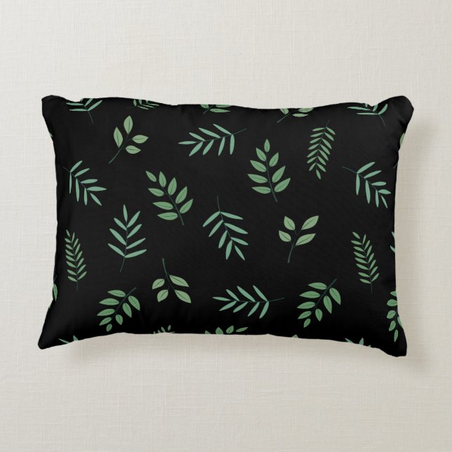 Almofada Decorativa Botanical Accent Pillow – Leaf on Black Design (Verso)