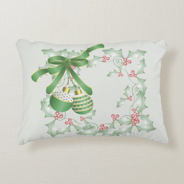Almofada Decorativa Boughes of Holly Light Green Pink (Frente)