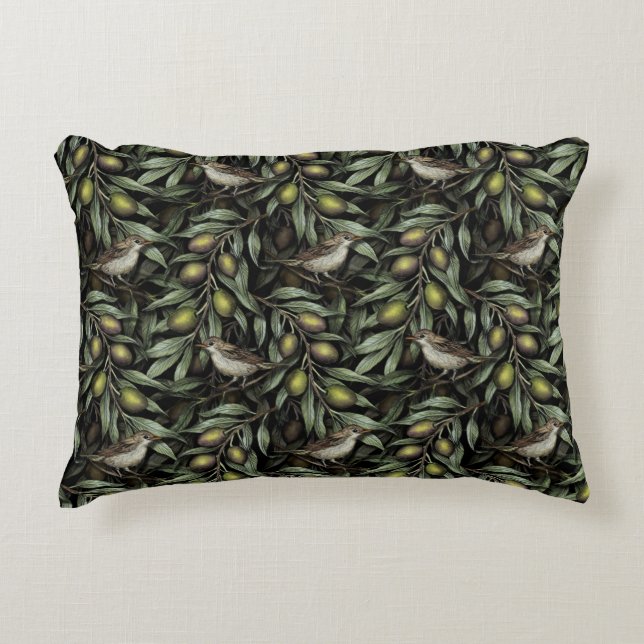 Almofada Decorativa Branches e Warblers de Oliva (Frente)