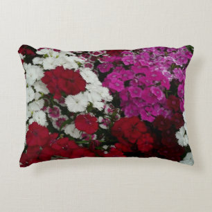 Almofada Decorativa Branco, Rosa e Vermelho Dianthus Floral