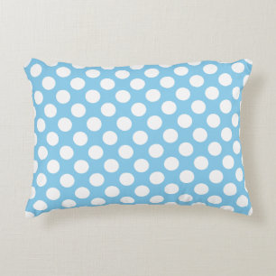 Almofada Decorativa Branco sobre Bolinhas de tamanho grande azul-bebê