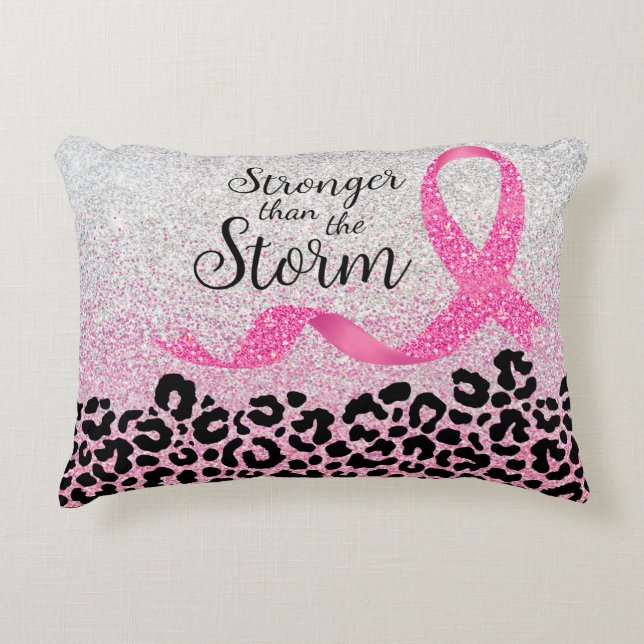 Almofada Decorativa Breast Cancer Awareness Leopard Print  (Frente)