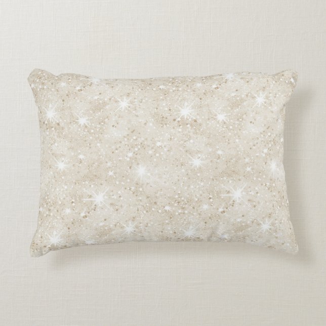 Almofada Decorativa Brilho de Areia Creme Champanhe (Frente)