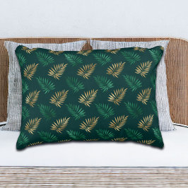 Almofada Decorativa Brilho verde e Dourado nas folhas tropicais