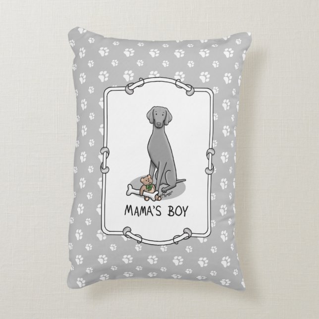 Almofada Decorativa Brinquedos da mamãe Weimaraner (cinza 1) (Verso(Vertical))