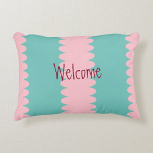 Almofada Decorativa Bubblegum rosa & teal, bonito, bem-vindo, seu text
