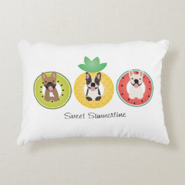 Almofada Decorativa Bulls Franceses Em Fluxos De Piscina De Fruta