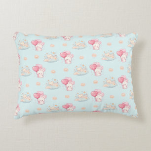 Almofada Decorativa Bunny Kawaii Fofo e Urso Sonolento Pastel Azul