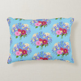 Almofada Decorativa Buquê de Flores Azul Claro