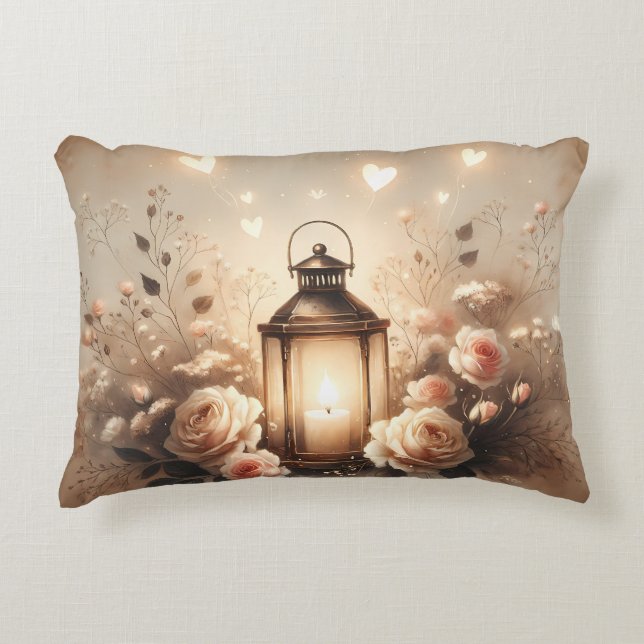 Almofada Decorativa Buquê de Rosas com Brilho de Lanterna (Frente)
