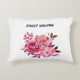 Almofada Decorativa Buquê Floral de Aquarela Rosa Chic Sonhos Doces