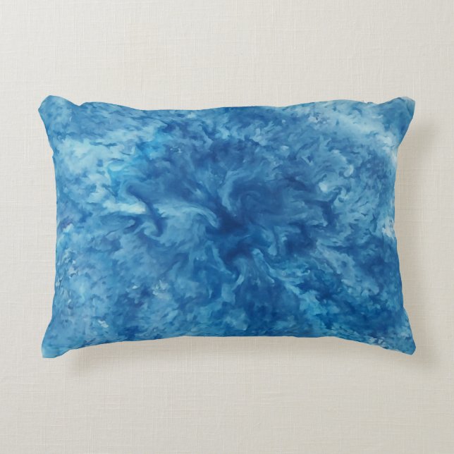 Almofada Decorativa Burst de Cor de Água Azul (Frente)