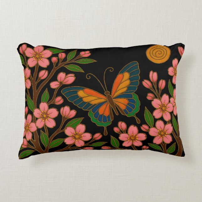 Almofada Decorativa Butterfly Cherry Blossom Moon (Frente)