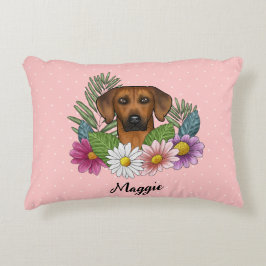 Almofada Decorativa Cabeça de Cão Ridgeback da Rodésia Verão Florais R
