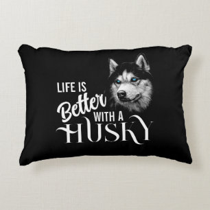 Almofada Decorativa Cabeça De Retrato Irmão Husky Com Olhos Azuis