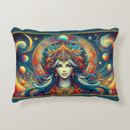 Almofada Decorativa Cabelo Turquesa Flutuante da Cabeça de Deusa Abril