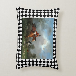 Almofada Decorativa Caça com raposa antiquada no campo com cavalo e cã