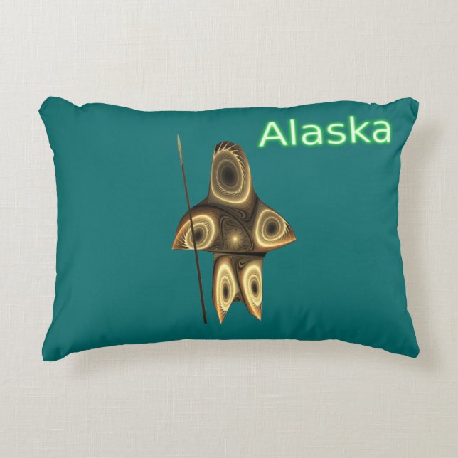Almofada Decorativa Caçador Inuit Fractal - Alasca (Frente)