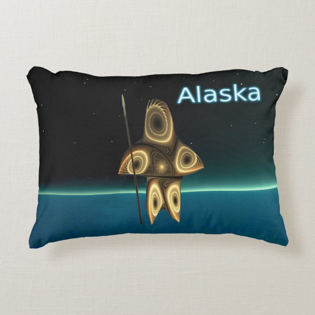 Almofada Decorativa Caçador Inuit Fractal - Alasca (Frente)