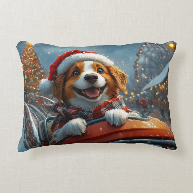 Almofada Decorativa Cachorro Brittany Spaniel Natal (Frente)