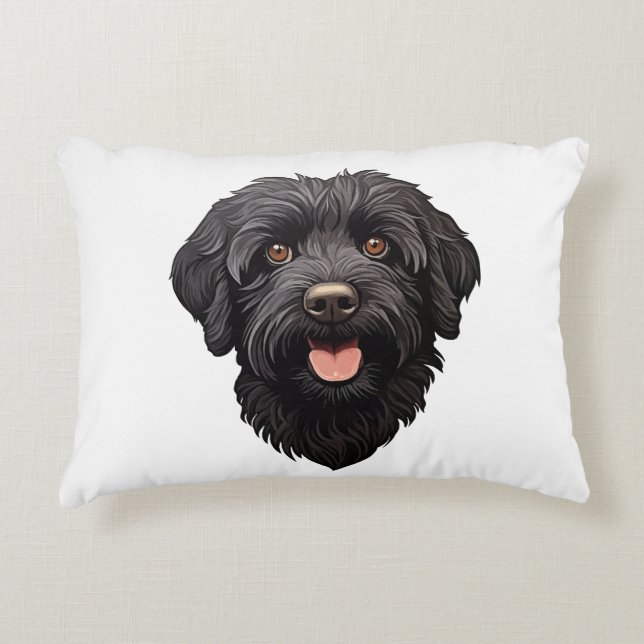 Almofada Decorativa Cachorro Preto Labradoodle (Frente)