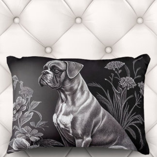 Almofada Decorativa Cachorro Vintage Boxer com Motif Floral | Travesse