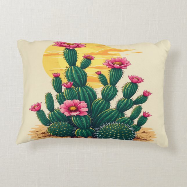 Almofada Decorativa Cactus com Flores (Verso)