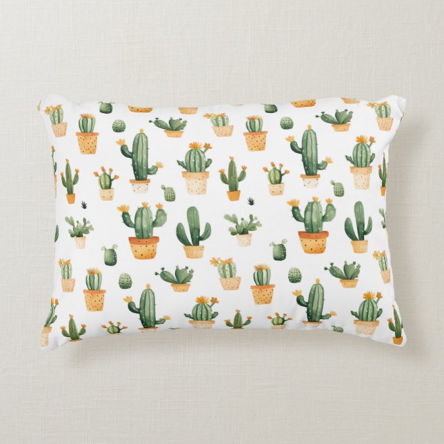 Almofada Decorativa Cactus Potado em Branco (Frente)