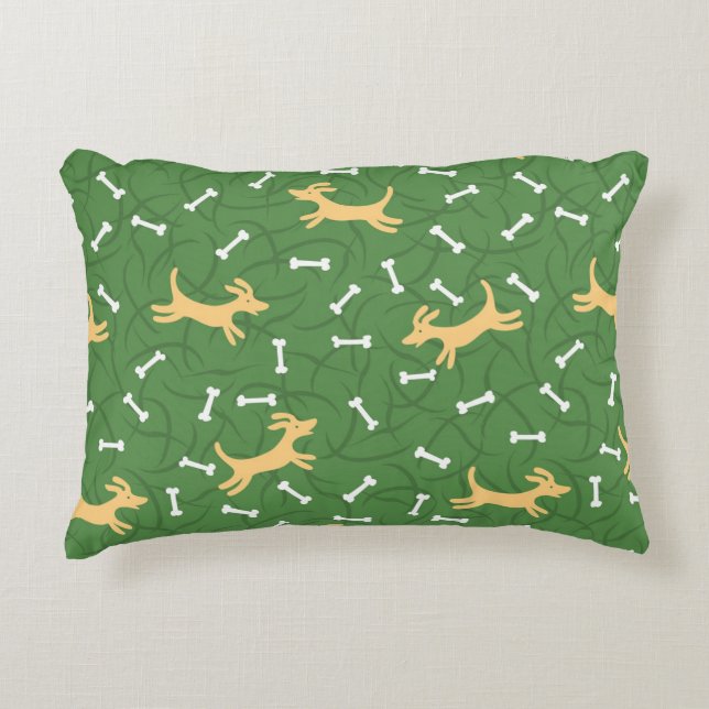 Almofada Decorativa cães afortunados com fundo dos ossos (Frente)