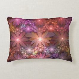 Almofada Decorativa Cama De Flores Colorida Abstrata Arte Fractal Bril
