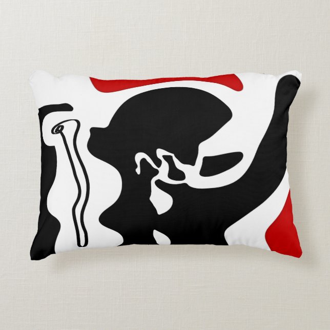 Almofada Decorativa Câmara de Deslocamento: Abstrato preto, branco e v (Frente)